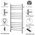 thumbnail image 3 of HEATGENE Towel Warmer with Timer, Electric Towel Warmer with Temperature Control, Wall-Mounted Large 12 Bars Towel Racks with Built-in Timer, Plug-in/Hardwired Electric Towel Rails - Brushed, 3 of 8