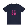 thumbnail image 2 of Love Pink Color Fight Breast Cancer Unisex Jersey Short Sleeve T-shirt, 2 of 12