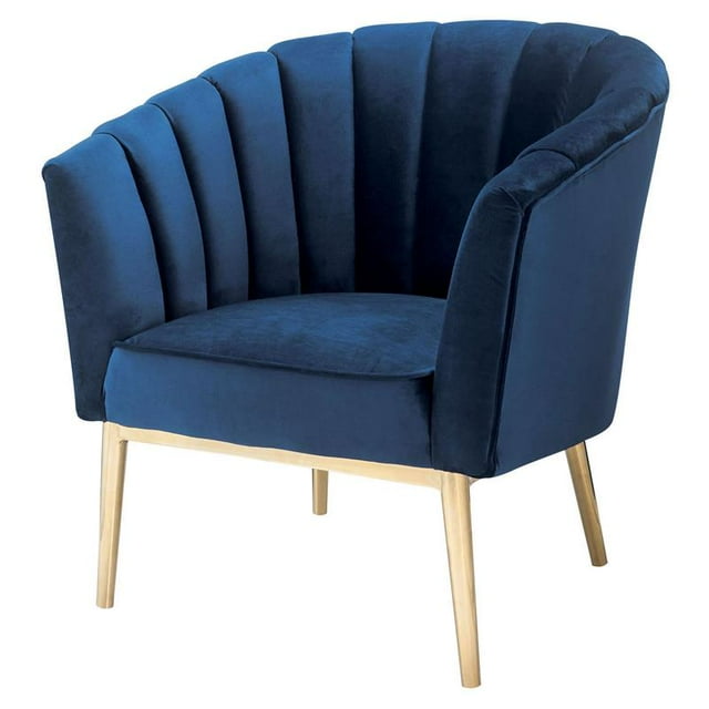 ACME Colla Chaise d'Appoint en Velours Bleu Nuit et Or