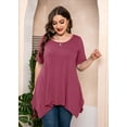 thumbnail image 3 of SHOWMALL Plus Size Tunic Tops for Women Clothes Short Sleeve Mauve Summer 5X Blouse Swing Tee Crewneck Clothing Flowy Shirt for Leggings, 3 of 7