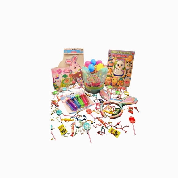 Blue Easter Basket Custom Prefilled 44 Pieces Candy Treats Toys Activity Books, All Youth