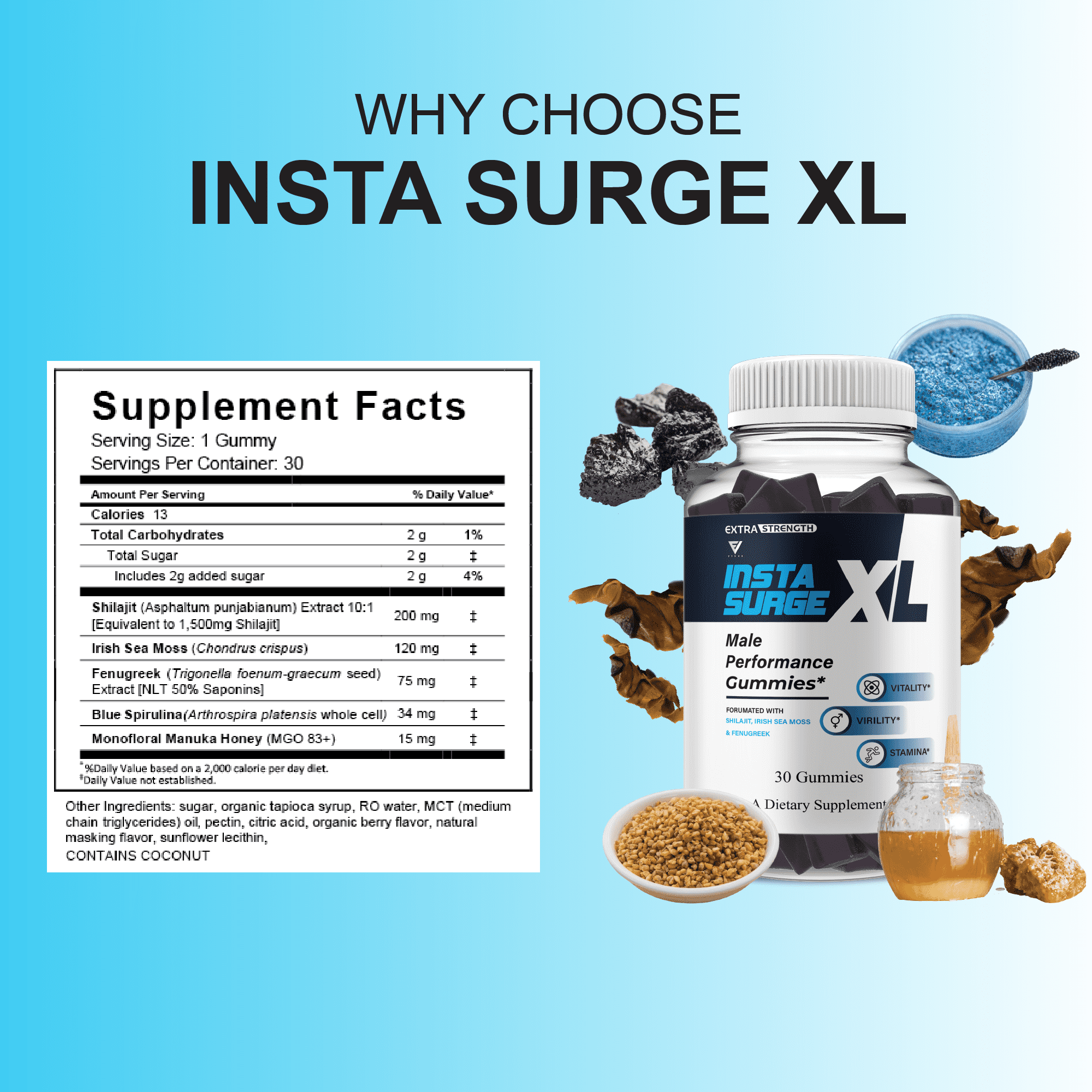 (2 Pack) Insta Surge XL Performance Gummies, InstaSurgeXL Advanced Formula (60 gummies)