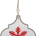 thumbnail image 3 of Northlight Wooden Bauble Christmas Ornament with Snowflake Design - 4.5" - White and Red, 3 of 4