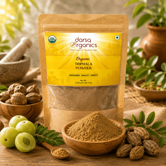 Darsa Organics Triphala Powder USDA Organic Blend Detox Gut Health 8 oz