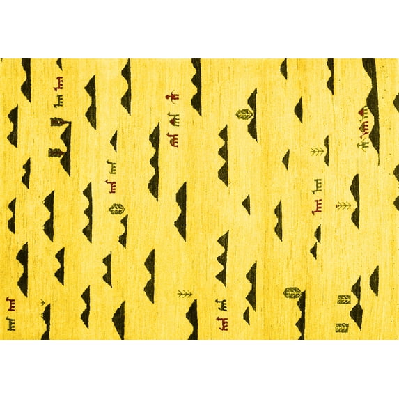 Ahgly Company Indoor Rectangle Solid Yellow Modern Area Rugs, 5' x 7'