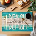 thumbnail image 2 of Summer Turquoise Beach Placemats Set of 4 Sand Coastal Waves Gradient Place Mats Indoor Wipeable Table Mats Washable Cloth Dining Table Placemats for Kitchen Holiday Party Home Decor 13x19 Inch, 2 of 9