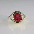 thumbnail image 2 of 3Ct Oval Cut Lab-Created Red Ruby Bezel Set Women's Engagement Ring 14k Yellow Gold Plated Silver, 2 of 4