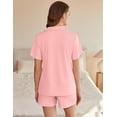 thumbnail image 2 of EKOUAER Womens Ribbed Knit Pajama Set Short Sleeve Soft Comfy Pj Set 2 Piece Lounge Set with Pockets Sleepwear, 2 of 6