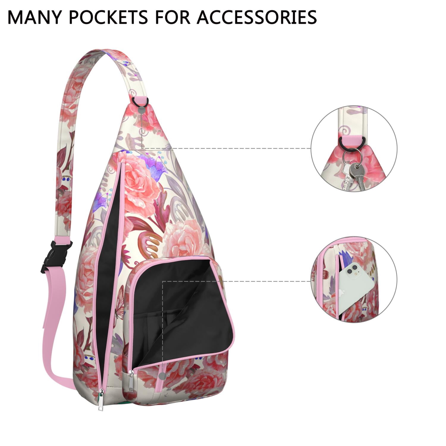 Durable Breathable Sling Bag with Daisy Pattern for Tactical Use