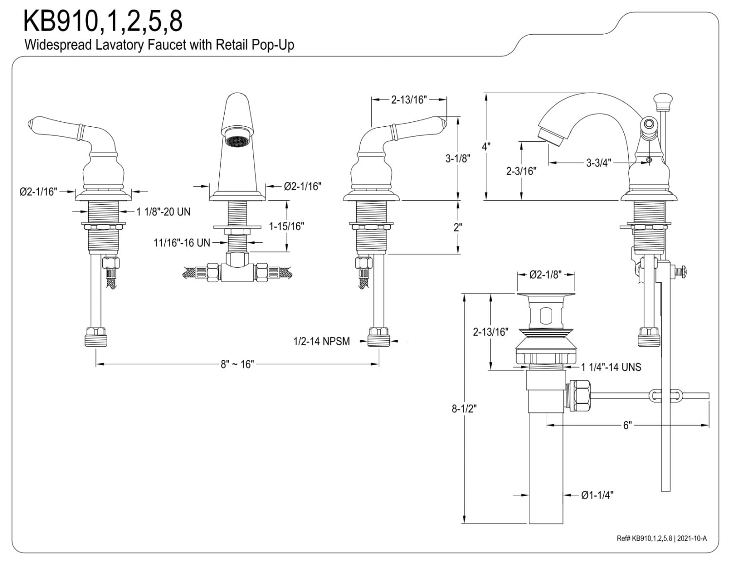 Kingston Brass Magellan Two Handle 4" to 8" Mini Widespread Lavatory Faucet with Retail Pop-up