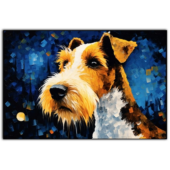 Wire Fox Terrier Canvas Unframed Colofull Inspired bedroom decor - Dog Pet Family Animal Friend Peace Oil Painting Art Print Canvas Wall Décor