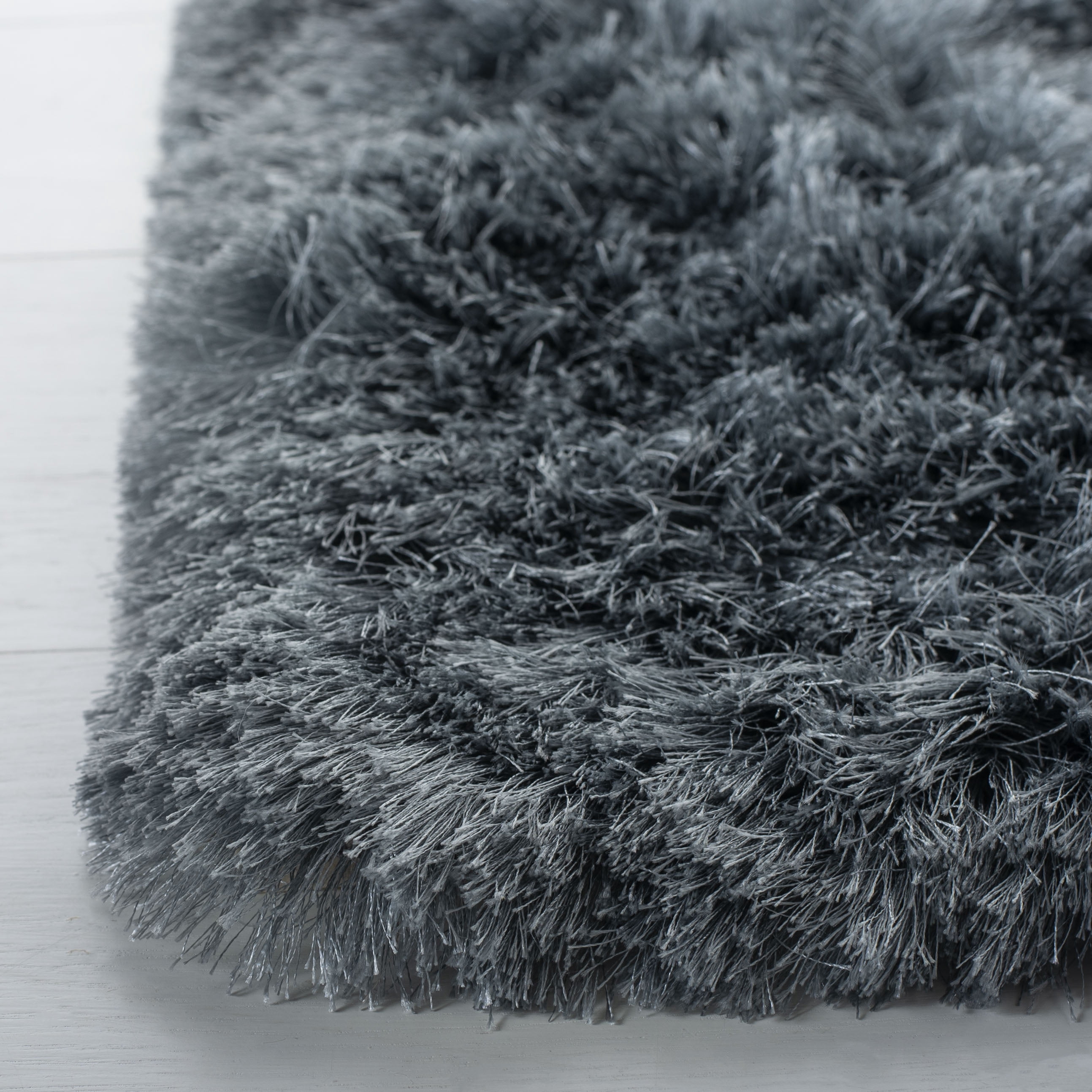 SAFAVIEH Ocean Trellis Solid Plush Polyester Shag Area Rug, Slate, 8' x 10'