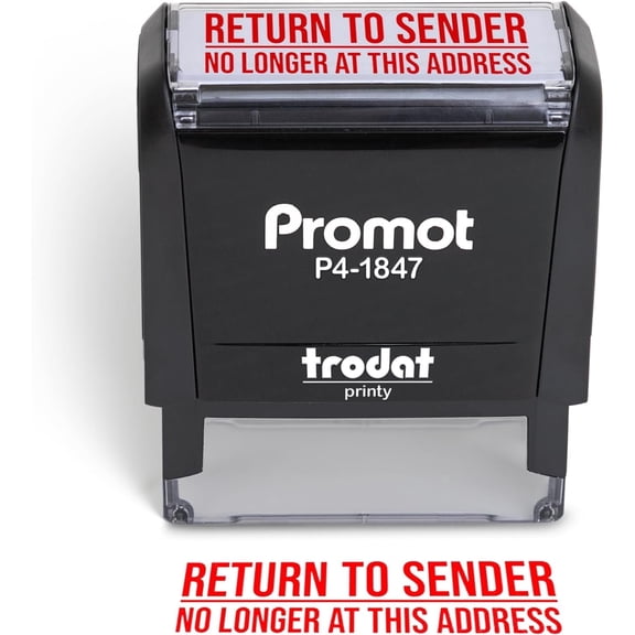 Promot Return to Sender NO Longer at This Address - Self Inking Rubber Stamp