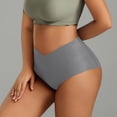 thumbnail image 4 of Women Soft Stretch Seamless Underwear V Cut Waist No Show Solid Color Sport Panties Gray XS, 4 of 4
