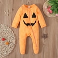 thumbnail image 2 of Weebloom Pumpkin Baby Boys Girls Onesie Footie Zip Up Infant Long Sleeve Cartoon Halloween Jumpsuits Pajamas Outfits Sleepers Romper,Size 3-6 Months, 2 of 6