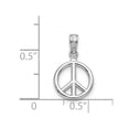 thumbnail image 2 of 14k White Gold White 3-d Peace Symbol High Polish Charm 31.25mm long Pendant Necklace for Women, 2 of 2
