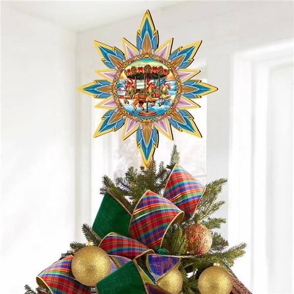 G. Debrekht 89506 Christmas Carousel Star Tree Topper Wooden Decor by G. Debrekht - Carousel Holiday Decor