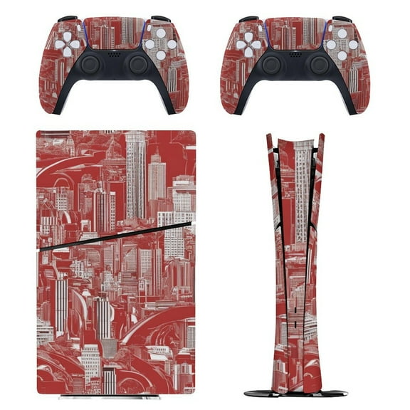 Skin Sticker for PS5 Slim Standard PS5 Pro Disc Digital Edition Console and Controllers Decals for Playstation 5 (Red,PS5 Slim Disc Edition)