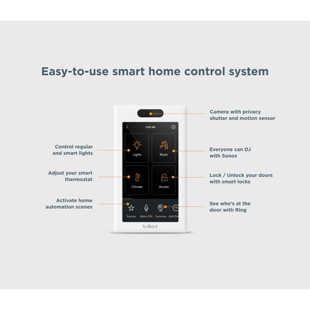 Brilliant - Wi-Fi Smart 1-Switch Home Control Panel with Voice Assistant - White