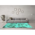 thumbnail image 3 of Ahgly Company Machine Washable Indoor Round Abstract Turquoise Blue Modern Area Rugs, 4' Round, 3 of 4