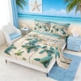thumbnail image 2 of Manfei 3D Turtle Starfish Full Size Sheets for Kids Boys and Girls, Coastal Print Bed Sheets 4 Pieces, 1 Flat Sheet, 1 Fitted Sheet and 2 Pillowcases, 2 of 6
