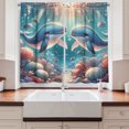 thumbnail image 3 of Ambesonne Whale Kitchen Curtains, Aqua Art Deep Ocean Cartoon, 55"x24", Sea Blue and Coral, 3 of 3