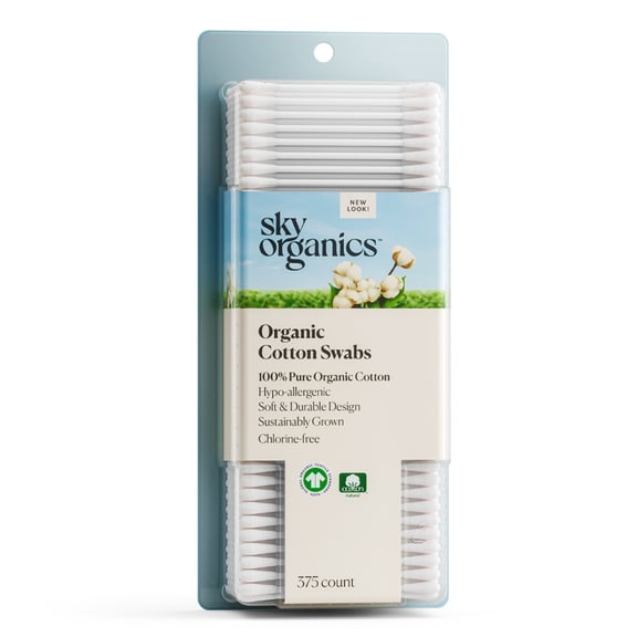 Sky Organics 100% Organic Cotton Swabs, 375 Count