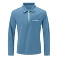 thumbnail image 6 of Men's Polo Shirts Long Sleeve Zipper Golf Shirt Lightweight Solid Collared Tshirt Causal Pullover Tops Henley Tee, 6 of 7