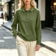 thumbnail image 7 of Casual Fall Spring Fall Outfits Women Collared Summer Fashion Business Casual Solid-Color Long-Sleeved Button-Down Shirt Top Army Green M, 7 of 7