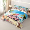 thumbnail image 3 of Castle Fairy Watercolor Ice Cream Truck Twin Quilt Set,Beach Summer Print Twin Coverlet Set for Bedroom,Pink Blue, 3 of 7