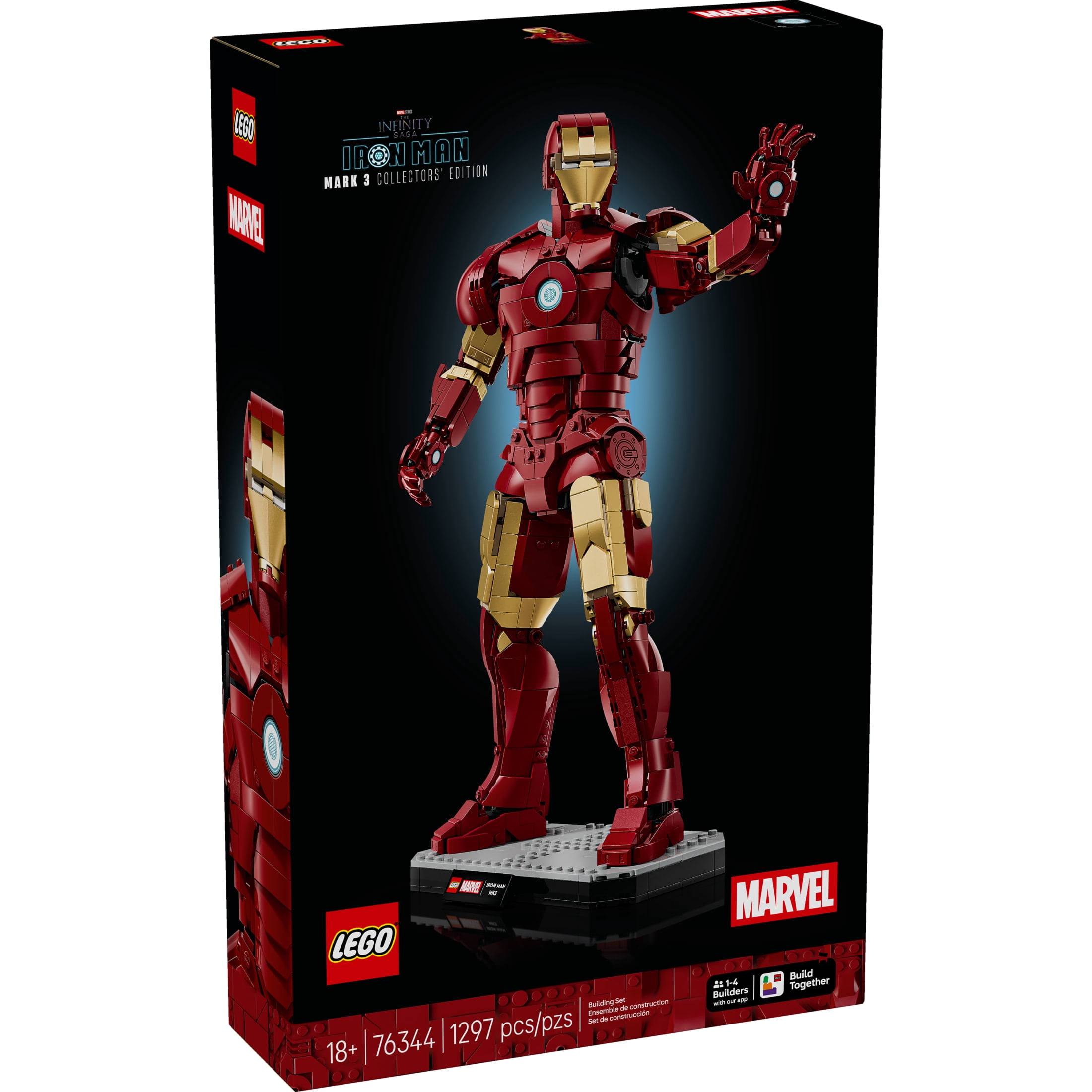 LEGO Marvel Iron Man Mark 3 Collectors’ Edition Building Set - Poseable Super Hero Construction Kit W/Mark 3 Minifigure for Adults, Ages 18+ - Collectible Gift Idea for Birthdays - 76344