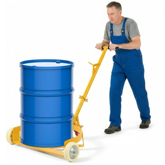 CTOSPOATO 55 Gallon Drum Dolly,1200lbs Capacity Drum Cart with Bung Wrench Handle and Swivel Wheels with Brake,Low Profile,Yellow