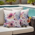 thumbnail image 5 of Spring Floral Pillow Covers 2 Pack Pink Blue Wildflowers Plants Linen Background Pillowcase Waterproof Outdoor Throw Pillow Cover for Patio Garden Square Cushion 24”x24”, 5 of 9