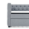 thumbnail image 5 of DEALTOPS Upholstered Twin Daybed with Trundle, Modern Wood Day Bed with Button Tufted Pull Out Sofa Bed Daybed with Copper Nail for Living Room - Gray, 5 of 8
