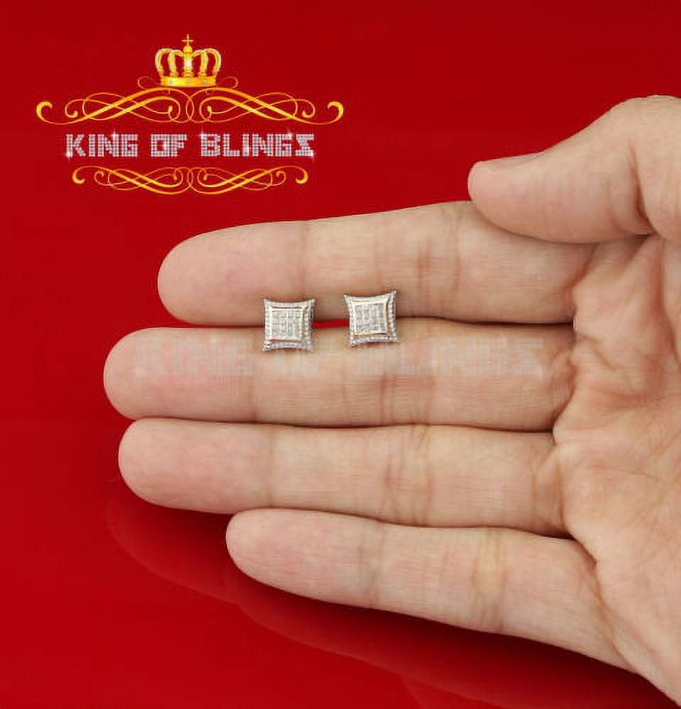 King of Bling's Aretes Para Hombre 925 Yellow Silver 0.25ct Diamond Men's Stud Kite Earrings