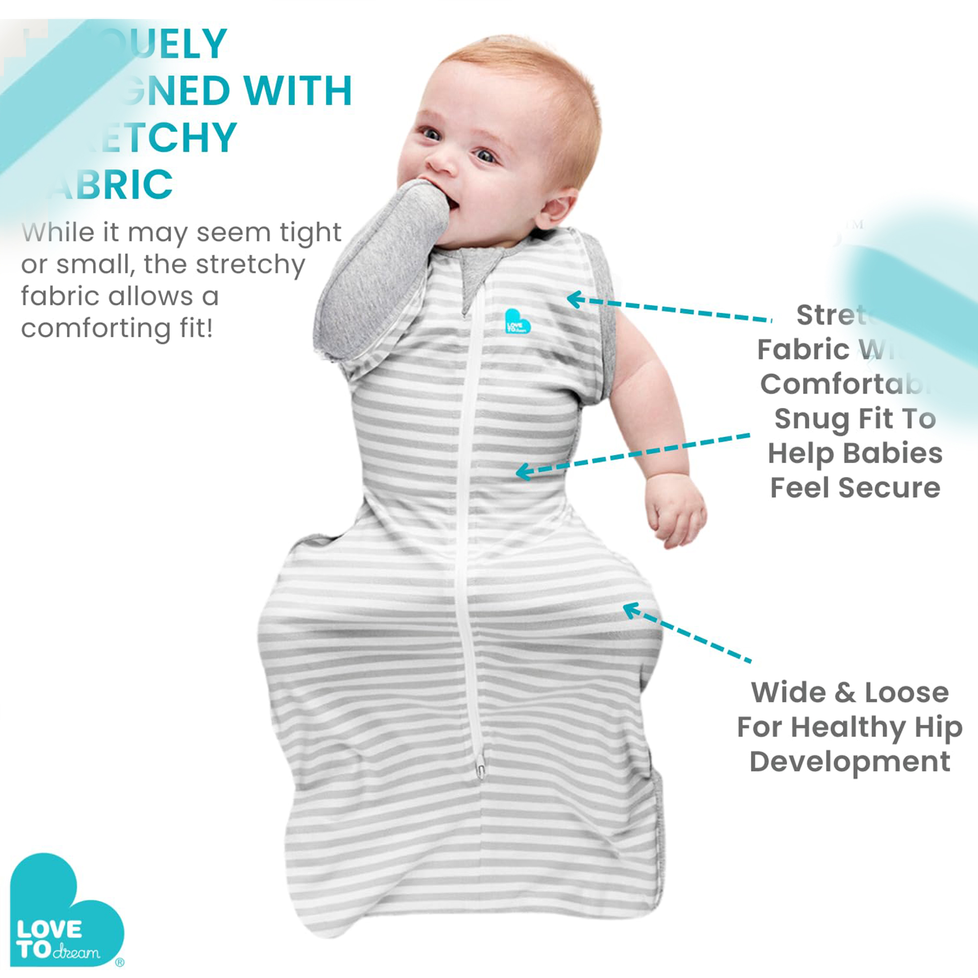 Love to Dream Swaddle UP Transition Baby Sleep Bag 1.0 TOG, Zip-Off Wings, Large 19-24 lbs, Grey