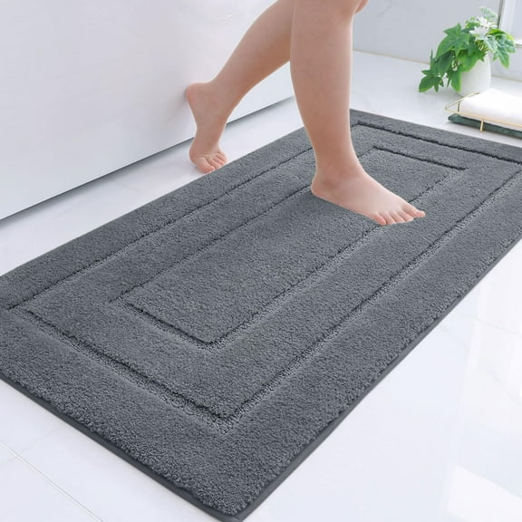 Smiry Microfiber Bathroom Rugs, 24"x47" Soft and Absorbent Bath Rugs, Non-Slip Machine Wash bath mats, Dark Grey