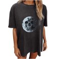 thumbnail image 1 of Camiseta de manga corta con estampado de luna y calavera incompleta para mujer Pompotops hkajfhjk456802, 1 of 1