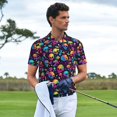 thumbnail image 3 of Yiaed Skull rainbow color mushroomPrint Men's Short Sleeve Polo Shirt,Golf Polo for Men Three-Button Golf Shirt Athletic Casual Collared T-Shirt- 3X-Large, 3 of 7