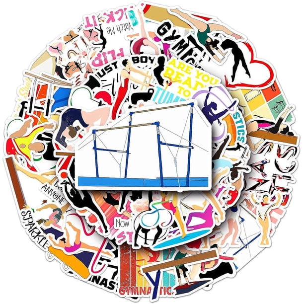 Gymnastics Stickers Sports Stickers Pack 50pcs-Suitable for Laptop Travel Case Notebook Phone Car Scrapbook Water Bottle Bike Computer Decals,Kids/Tee