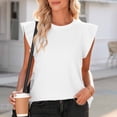 thumbnail image 2 of Solid Tank Top For Women Trendy Sleeveless Loose Ruffle Sleeve Casual Basic Summer Spring Top B-White, 2 of 9