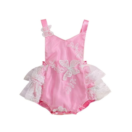 

Infant Baby Girls Summer Fairy Romper Embroidery Lace Bodysuit Newborn Sweet Clothes Birthday Party Wear