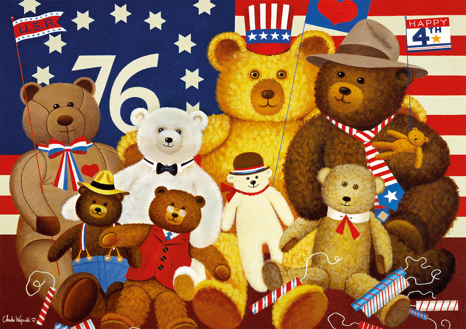 Buffalo Games Americana Collection Patriotic Stuffy Bunch 500 Pieces Jigsaw Puzzle