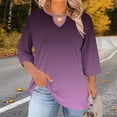 thumbnail image 2 of Womens Plus Size Tops Gradient Color Shirts 3/4 Sleeve Dressy Tops Elegant V Neck Blouses Summer Casual Loose Fit Tunics, 2 of 7