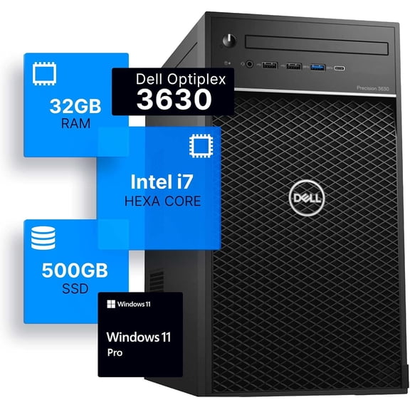 Restored Dell Desktop PC, Core i7-8700, 32G RAM, 500G SSD, Windows 11 Pro (Refurbished)