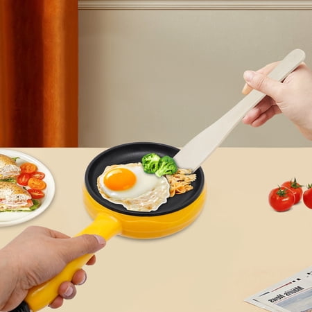 High Efficiency Stainless Steel Round Non-Stick Electric Skillet Yellow Mini Frying Pan for Wooden Spatulas