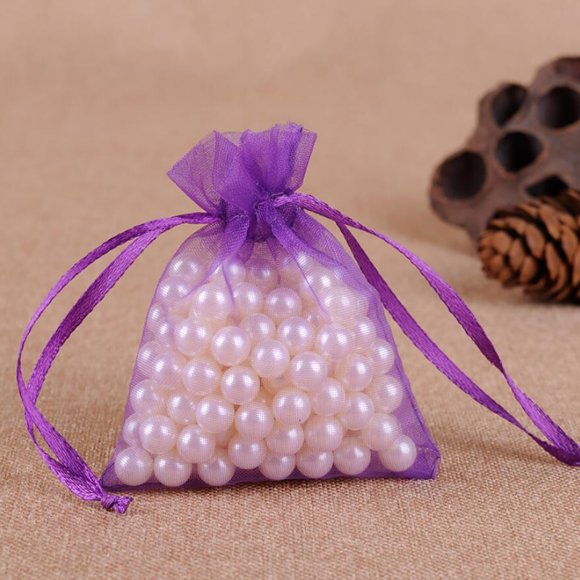 10pcs Wedding Thin Mesh Gift Bag Drawstring Design candy gift bag candy Yarn Pouch Party Solid Color Candy Favor Bag