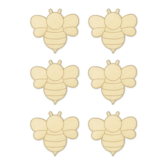 Bumblebee Unfinished Laser Cut Wooden Shapes - Natural Wood - 6 Pieces