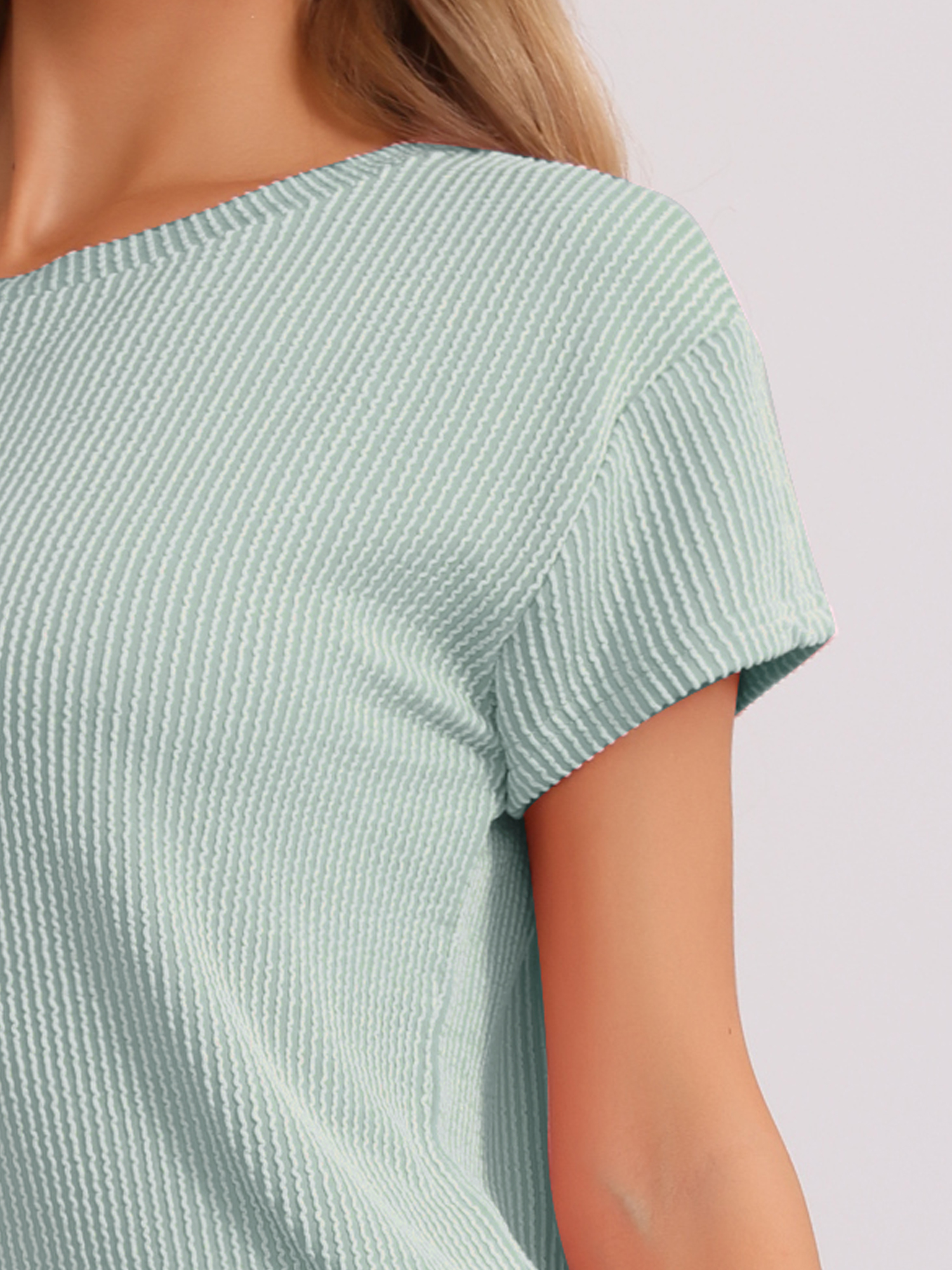 DARING DIVA Women's Ribbed Knit Casual Short Sleeves Pajamas Sets XL Green