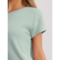 thumbnail image 4 of DARING DIVA Women's Ribbed Knit Casual Short Sleeves Pajamas Sets L Green, 4 of 6